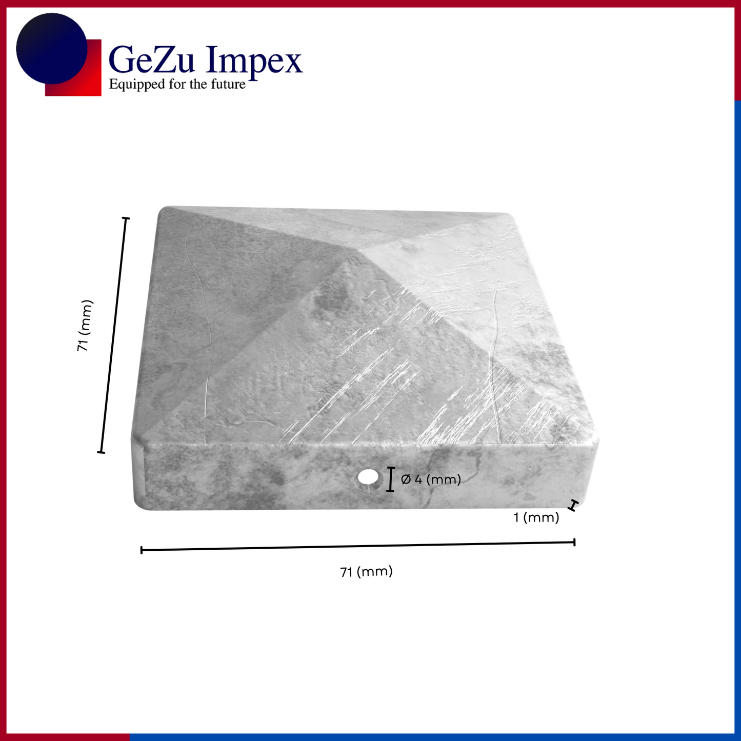 71 x 71 mm / Stainless steel