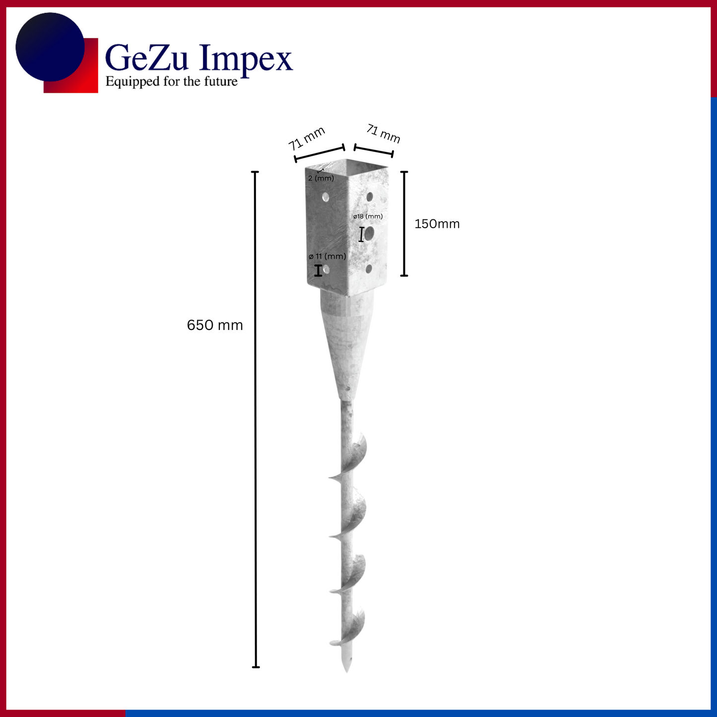 71 x 71 x 650 mm / Hot Dip Galvanised