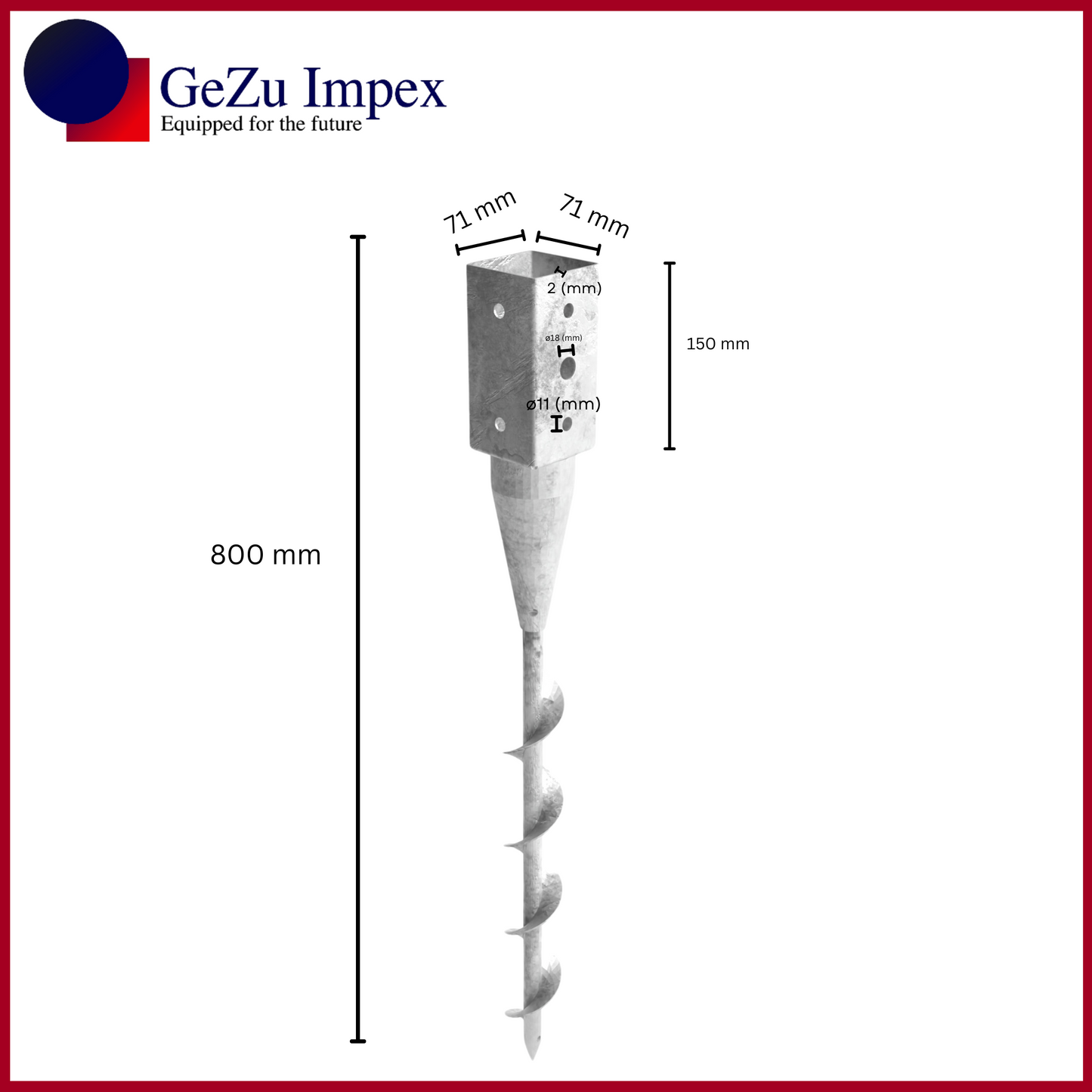 71 x 71 x 800 mm / Hot Dip Galvanised
