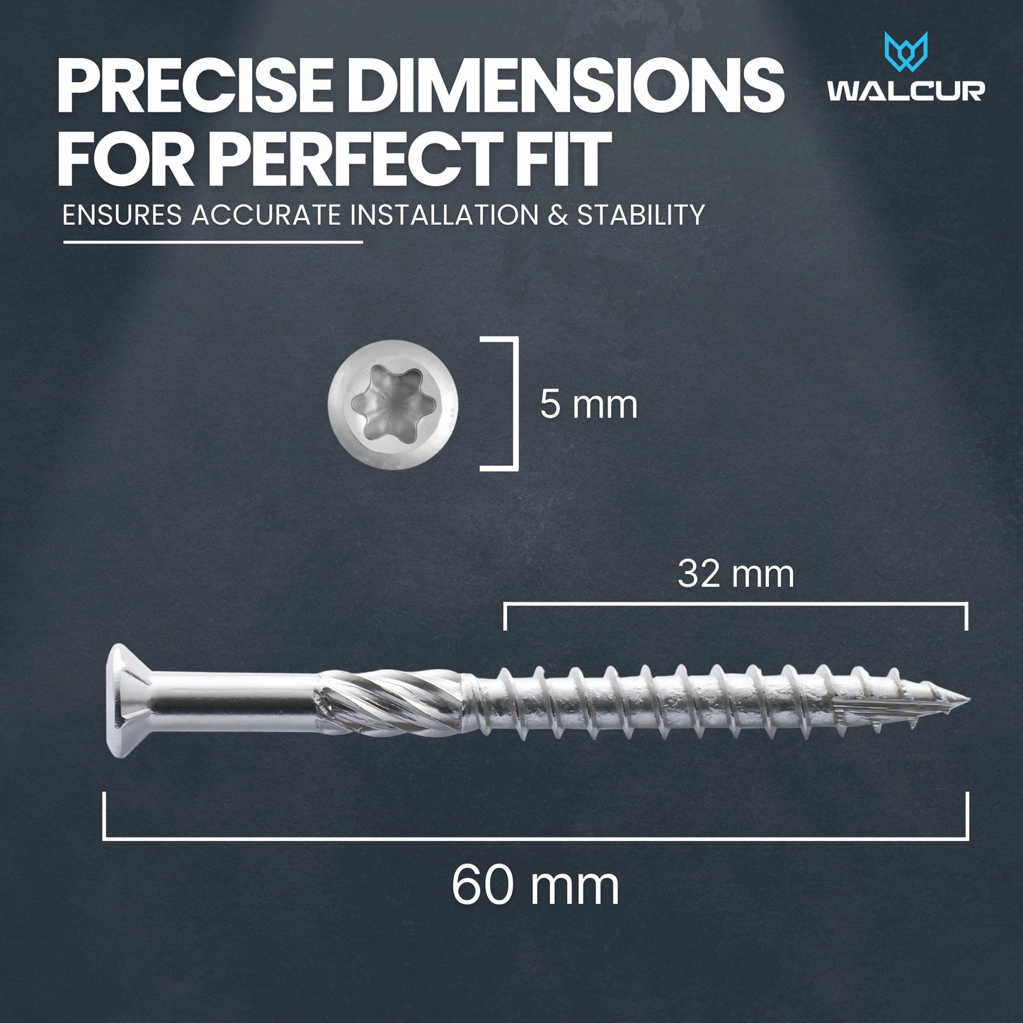 Vis Pour Terrasse 5.0x 60 mm A2 Inox Vis Autoperforante Pack 200 avec 2 Embouts Torx