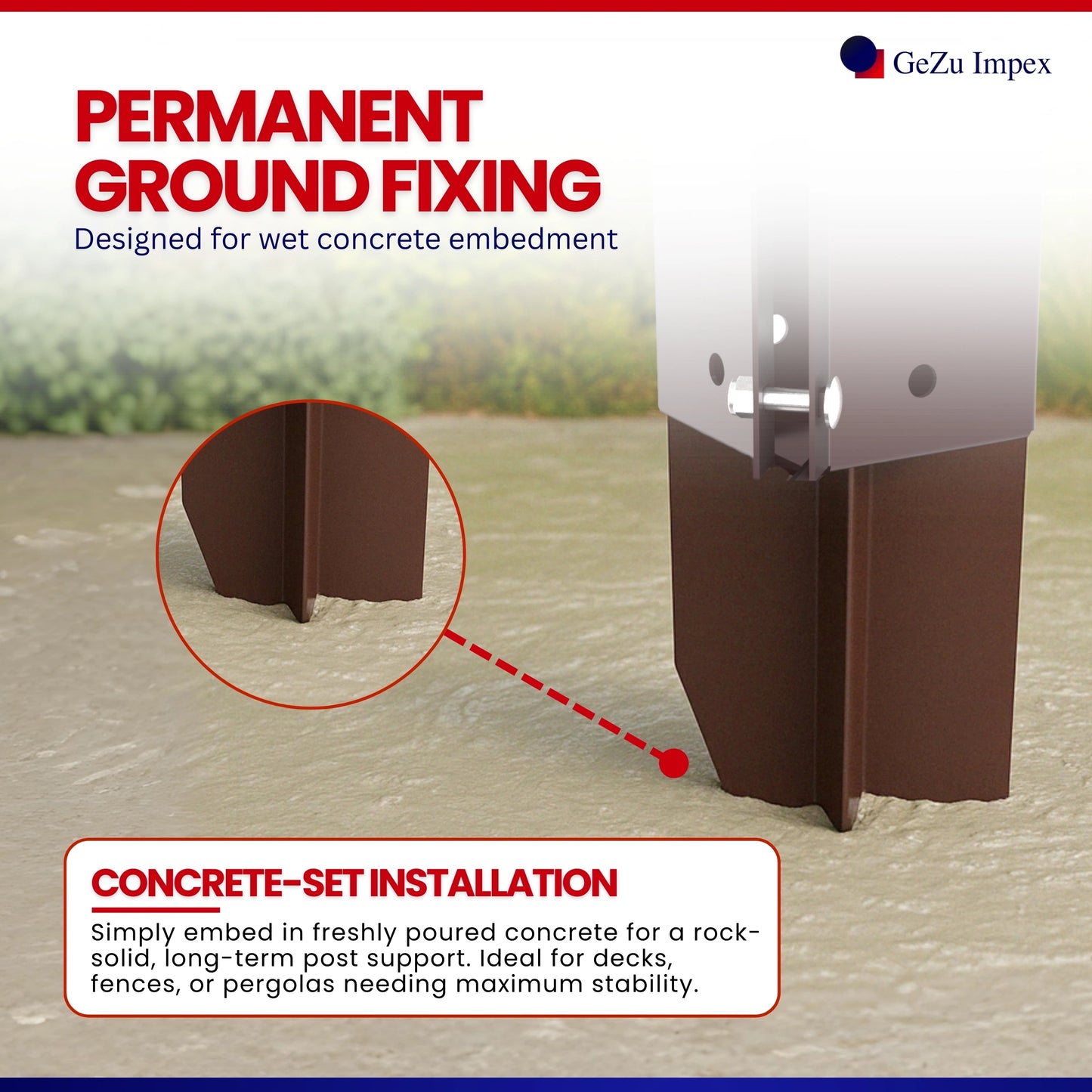 Support de Poteau à Sceller Swift Clamp 75x75mm Revêtement Poudre
