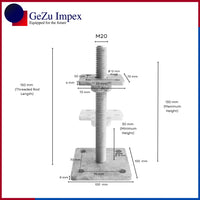 M20, Height upto 150 mm, 70 x 70 mm / Hot Dip Galvanised