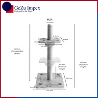 M24, Height upto 250 mm, 80 x 80 mm / Zinc Flake