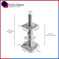 M16 nut size, adjustable in height upto 150 mm / Zinc Flake