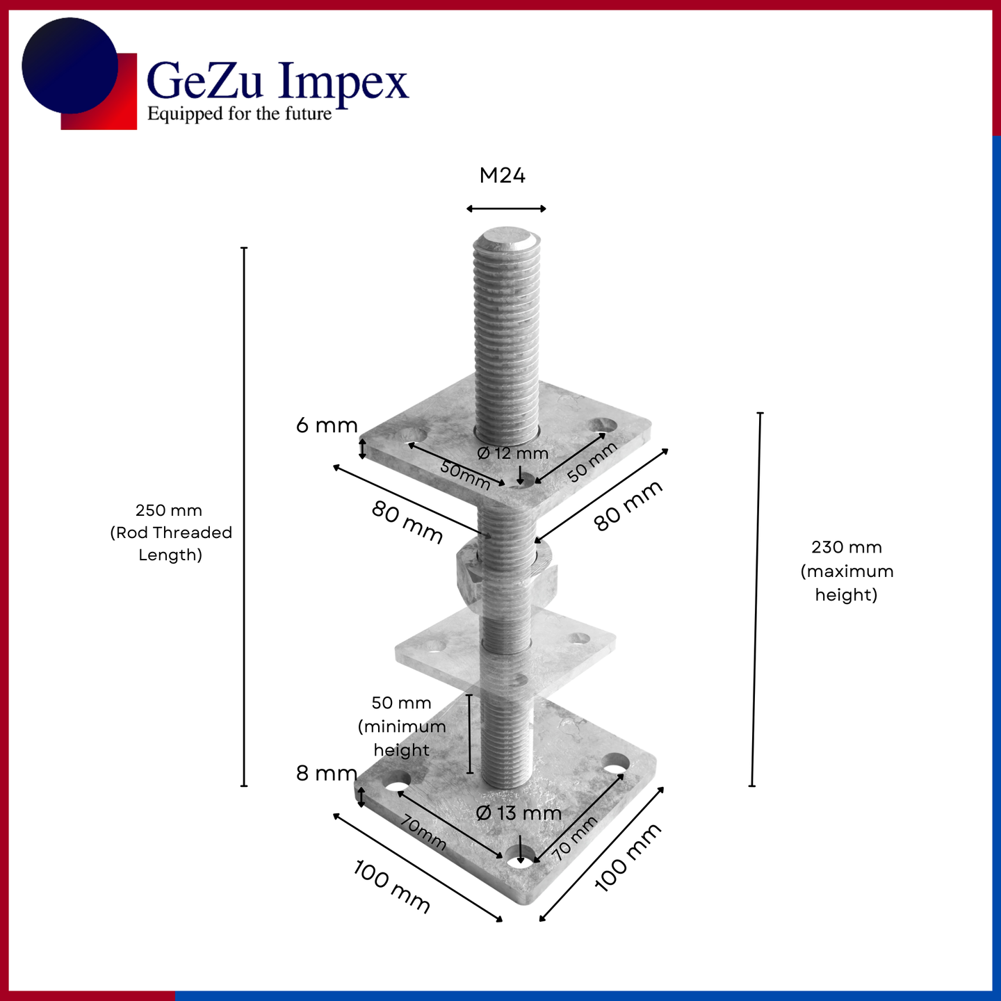 M24, Height upto 250 mm / Zinc Flake