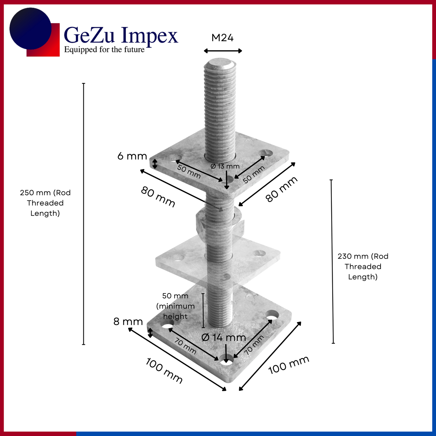 M24, Height upto 250 mm / Zinc Flake