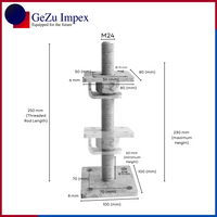 M24, adjustable in height up to 250 mm, 80 x 80 mm / Hot Dip Galvanised
