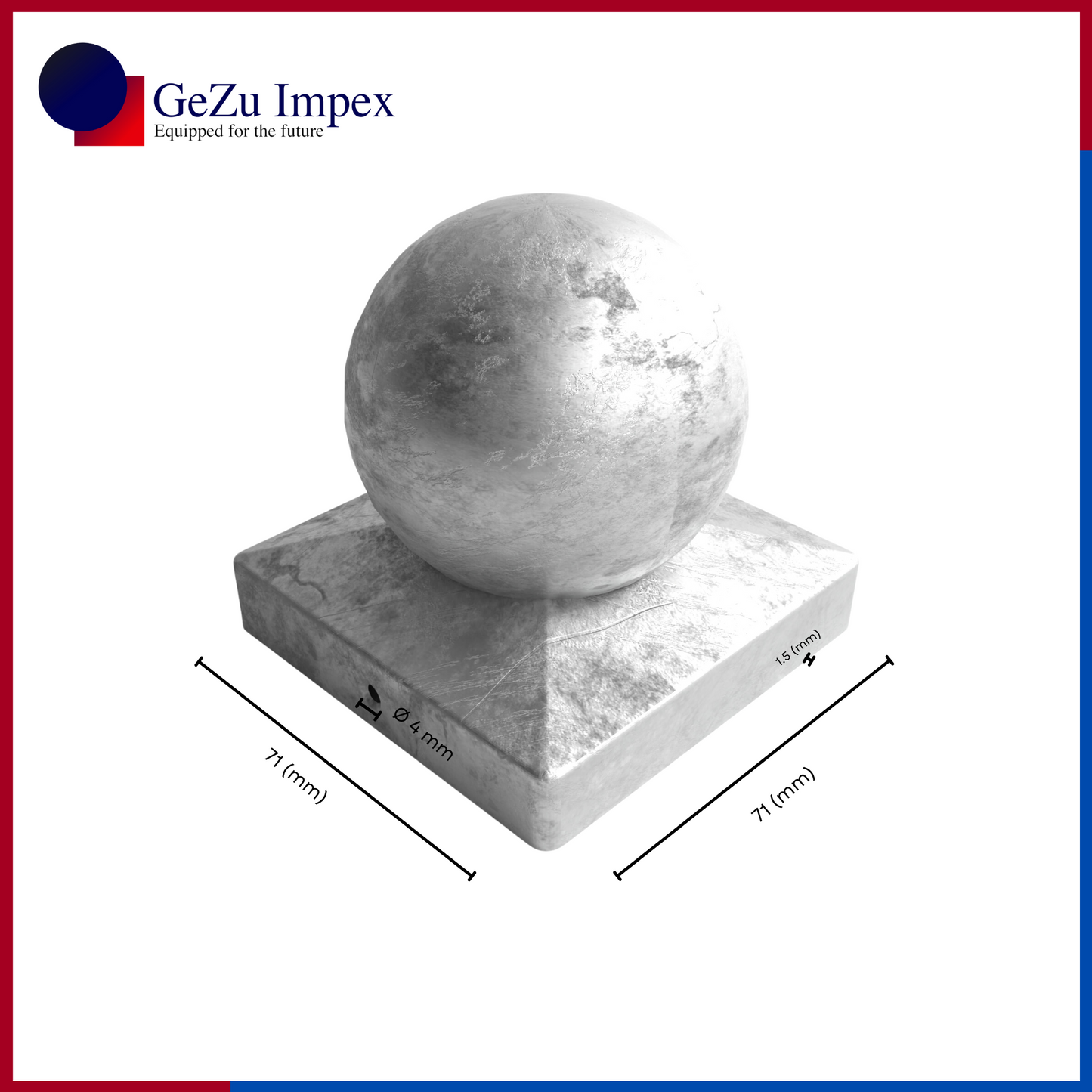 71 x 71 mm / Stainless steel